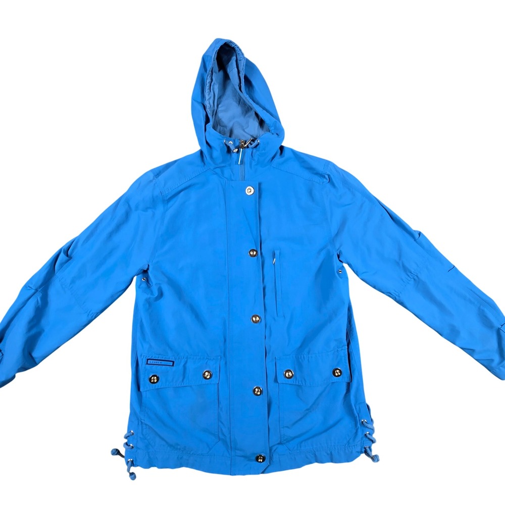 Ralph Lauren Lauren Field Jacket Womens Small Blue Vintage Hooded Nylon Utility